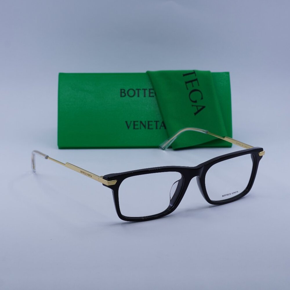 Bottega Veneta BV1040OA 001 Rectangle Eyeglasses 54mm – Black/Gold